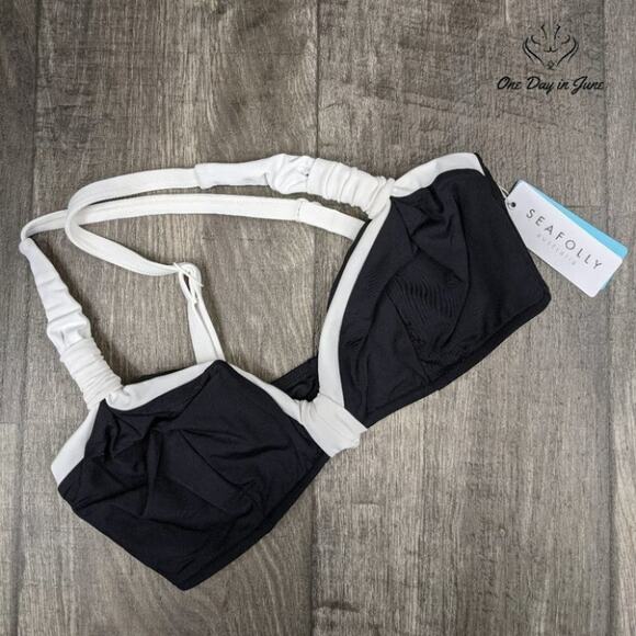 SeaFolly Block Party F Cup Halter Bikini Top Size 6 - Picture 4 of 4